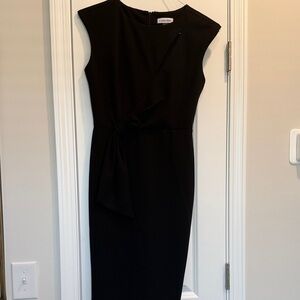 Calvin Klein Black Midi Dress with Tie Detail